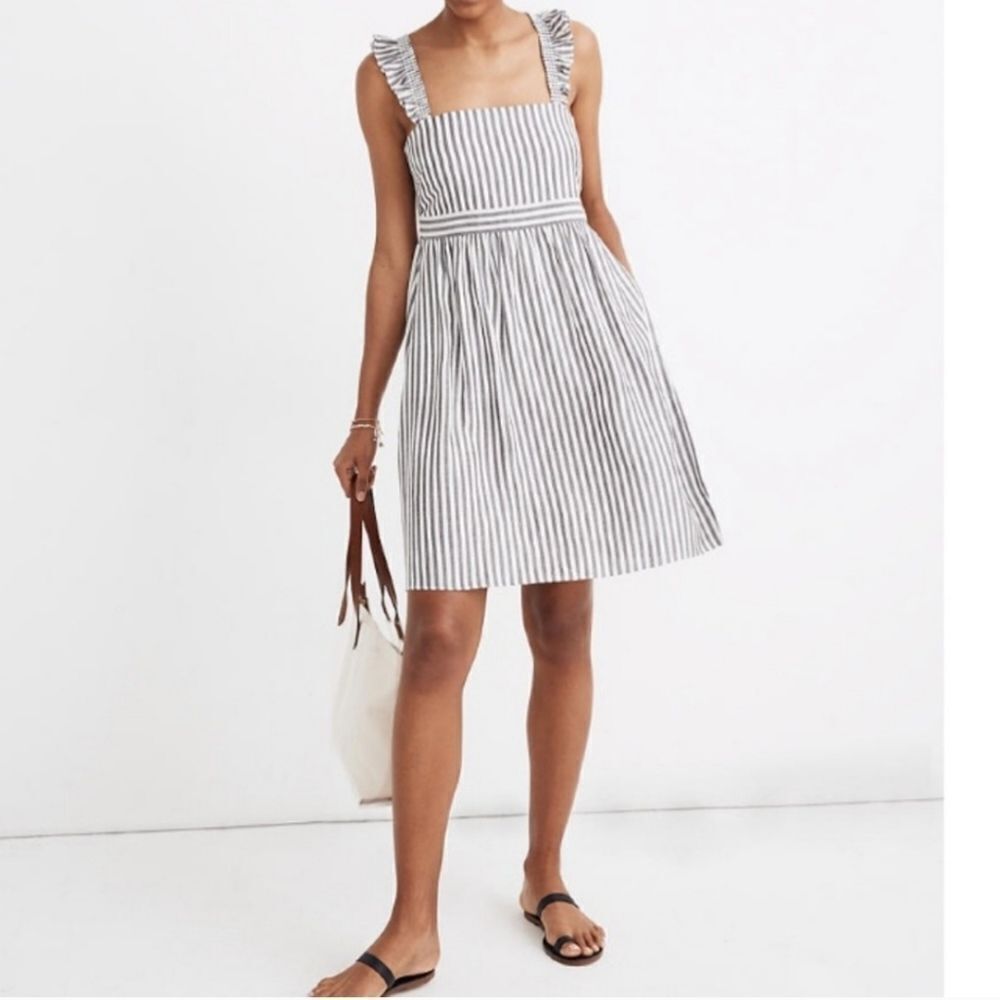 Striped Ruffle-Strap Empire Dress